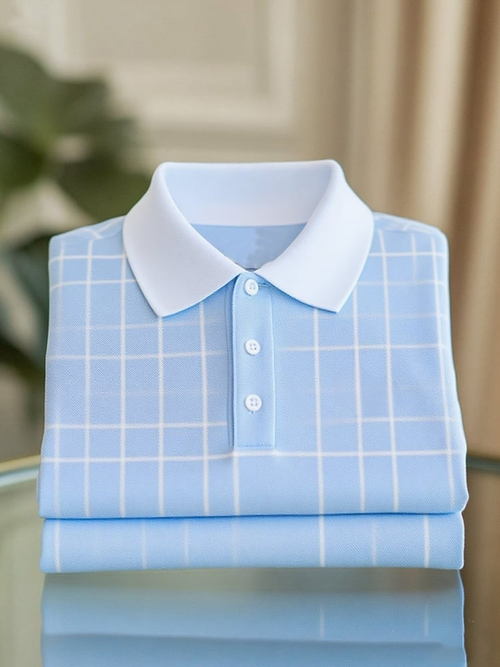 Men's Business Casual Button Short Sleeve Polo Shirt