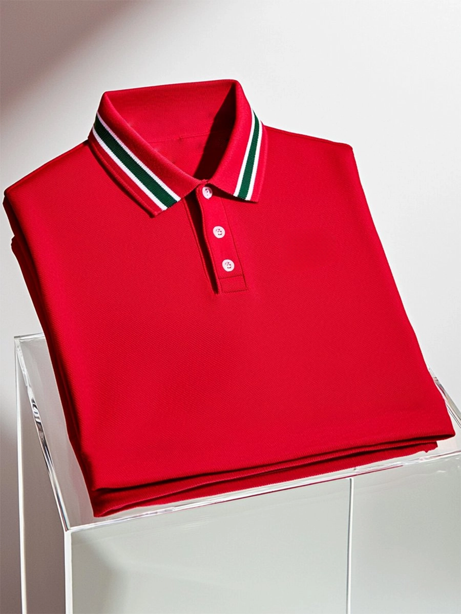 Men's Business Casual Button Short Sleeve Polo Shirt