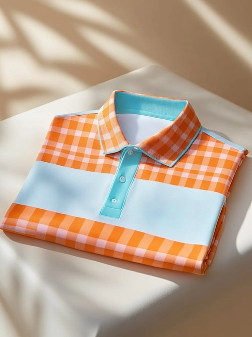 Men's Classic Business Logo Button Short Sleeve Polo Shirt
