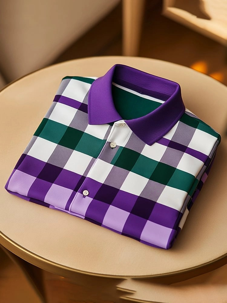 Men's Classic Business Logo Button Short Sleeve Polo Shirt
