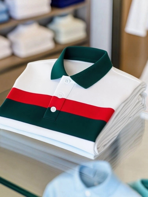 Men's Business Casual Color Block Stripe Button Short Sleeve Polo Shirt