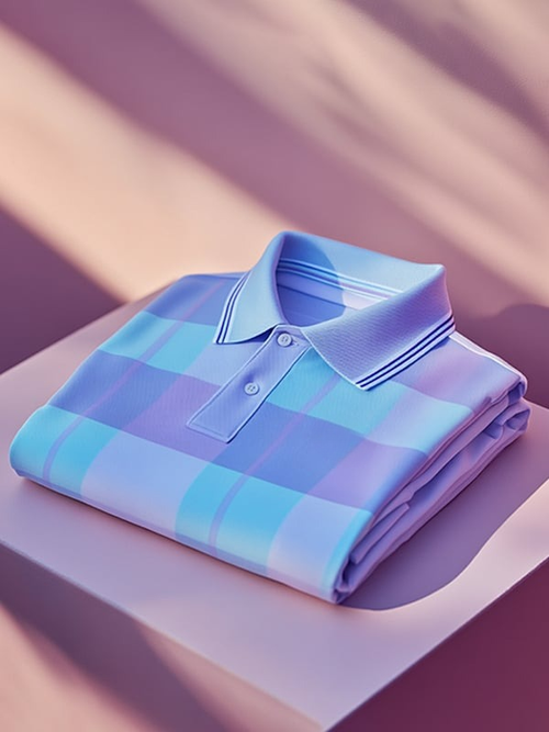 Men's Classic Business Check Button Short Sleeve Polo Shirt