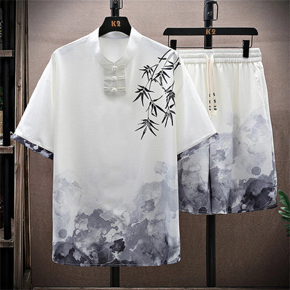 Cotton And Linen Suit Casual Shirt Set