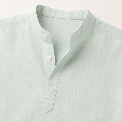 Fashioninprint Men's Breathable Linen Look Henley Shirt