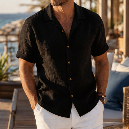 Fashioninprint Linen Short Sleeve Button Down Shirt