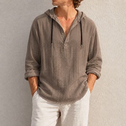 Fashioninprint Men's Fashion Retro Long Sleeve Loose Casual Henley Shirts