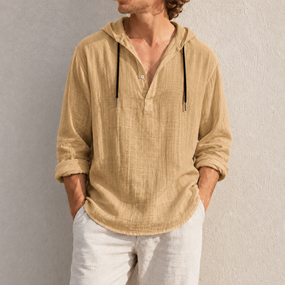 Fashioninprint Men's Fashion Retro Long Sleeve Loose Casual Henley Shirts