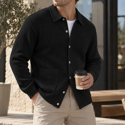 Mivanity Men's Premium Textured Knit Cardigan Sweater Relaxed Fit Button Front Casual Layer