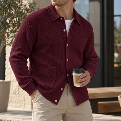 Mivanity Men's Premium Textured Knit Cardigan Sweater Relaxed Fit Button Front Casual Layer