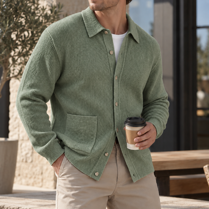Mivanity Men's Premium Textured Knit Cardigan Sweater Relaxed Fit Button Front Casual Layer