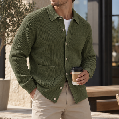 Mivanity Men's Premium Textured Knit Cardigan Sweater Relaxed Fit Button Front Casual Layer
