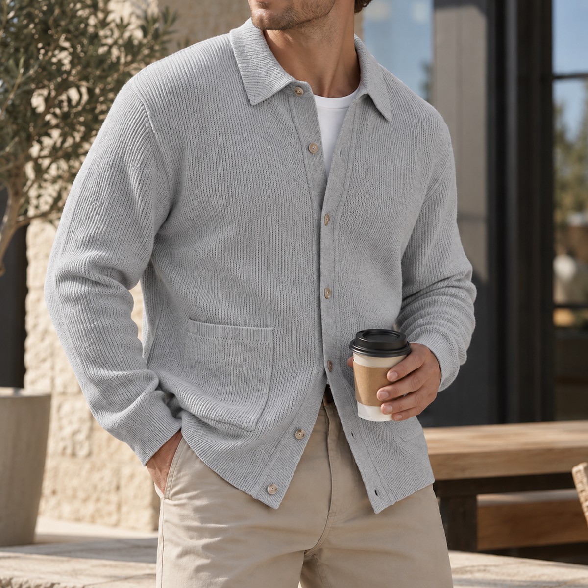 Mivanity Men's Premium Textured Knit Cardigan Sweater Relaxed Fit Button Front Casual Layer