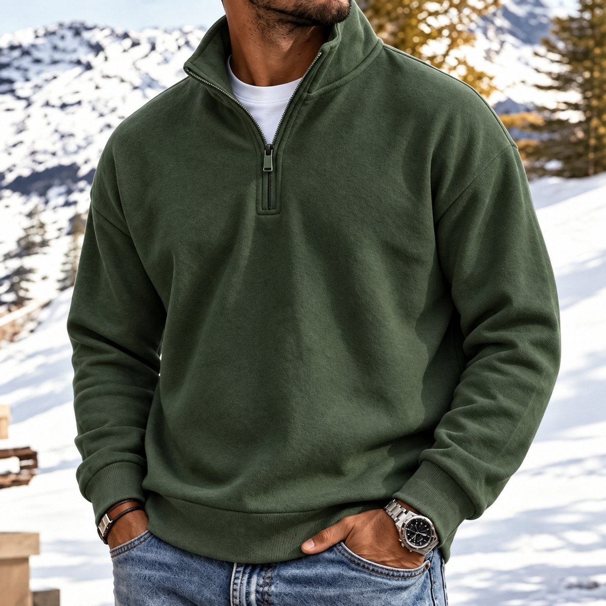 Mivanity Outdoor All-Terrain Zip-Front Polo Sweatshirt