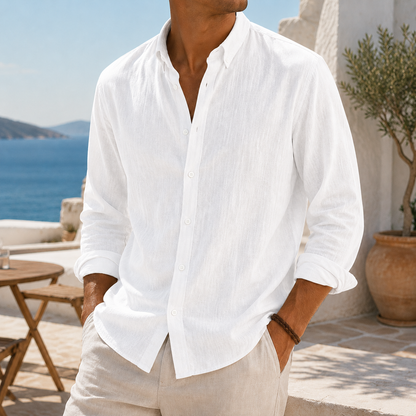 Fashioninprint Stylish Breathable Linen Casual Everyday Long Sleeve Shirt