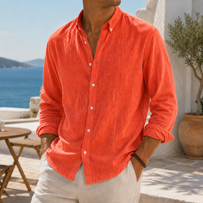 Fashioninprint Stylish Breathable Linen Casual Everyday Long Sleeve Shirt