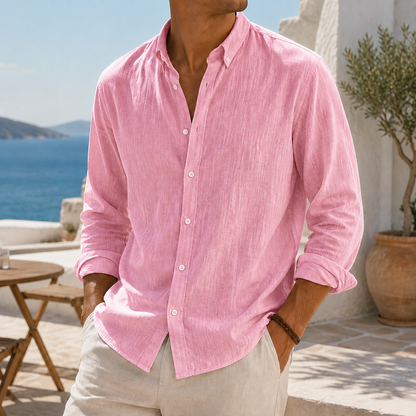 Fashioninprint Stylish Breathable Linen Casual Everyday Long Sleeve Shirt