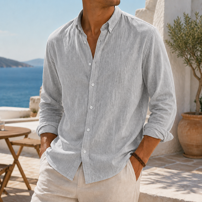 Fashioninprint Stylish Breathable Linen Casual Everyday Long Sleeve Shirt