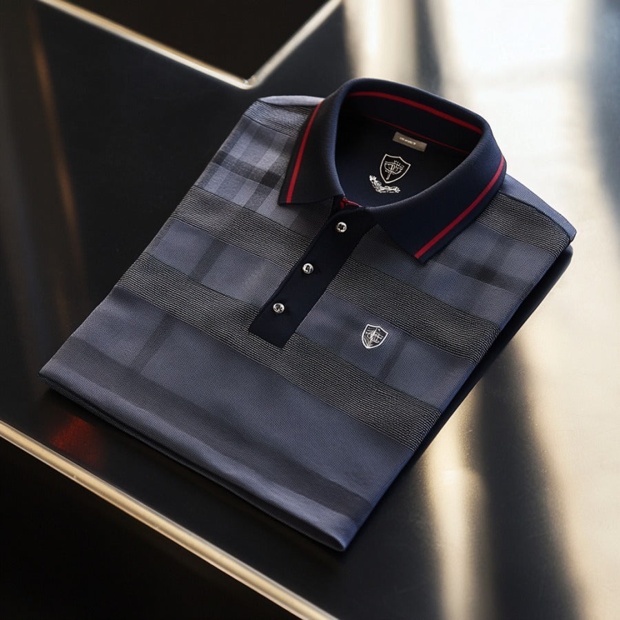Men's Classic Business Logo Button Short Sleeve Polo Shirt