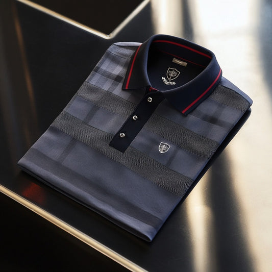Men's Classic Business Logo Button Short Sleeve Polo Shirt