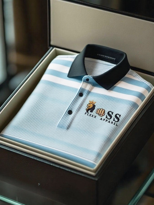 Men's Fashion Business Style Letter Printed Waffle Casual Short Sleeve POLO Shirt