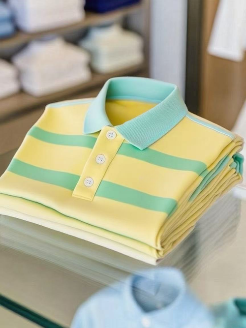 Men's Business Casual Color Block Stripe Button Short Sleeve Polo Shirt