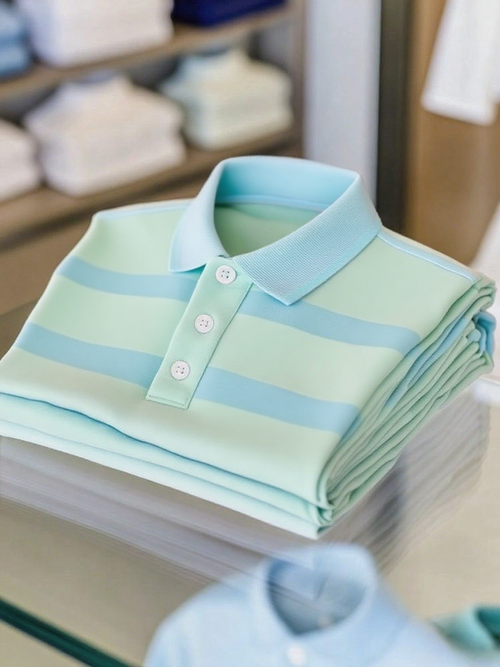 Men's Business Casual Color Block Stripe Button Short Sleeve Polo Shirt