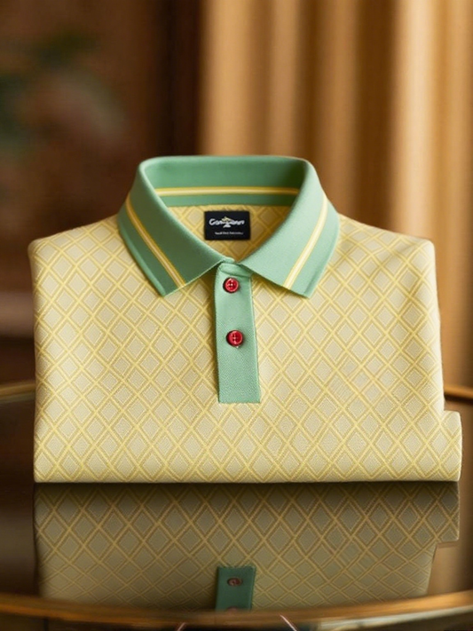 Men's Business Casual Button Short Sleeve Polo Shirt