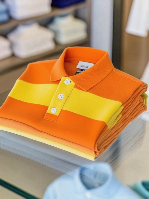 Men's Classic Business Check Logo Button Short Sleeve Polo Shirt