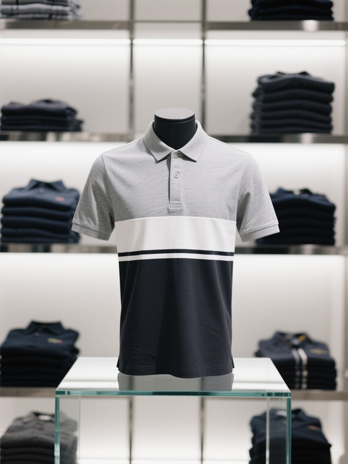 Men's Classic Business Check Logo Button Short Sleeve Polo Shirt