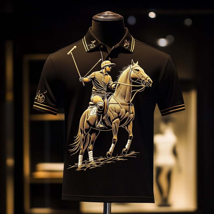 Men's Casual Business Button Short Sleeve Polo Shirt