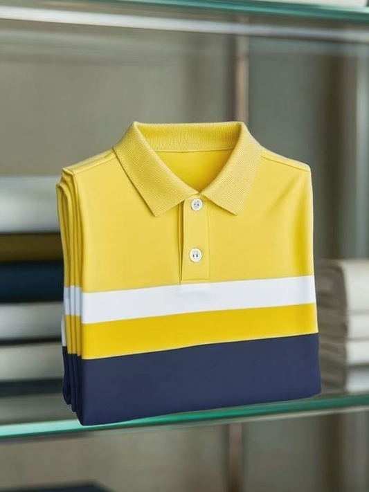 Men's Business Casual Artistic Button Short Sleeve Polo Shirt