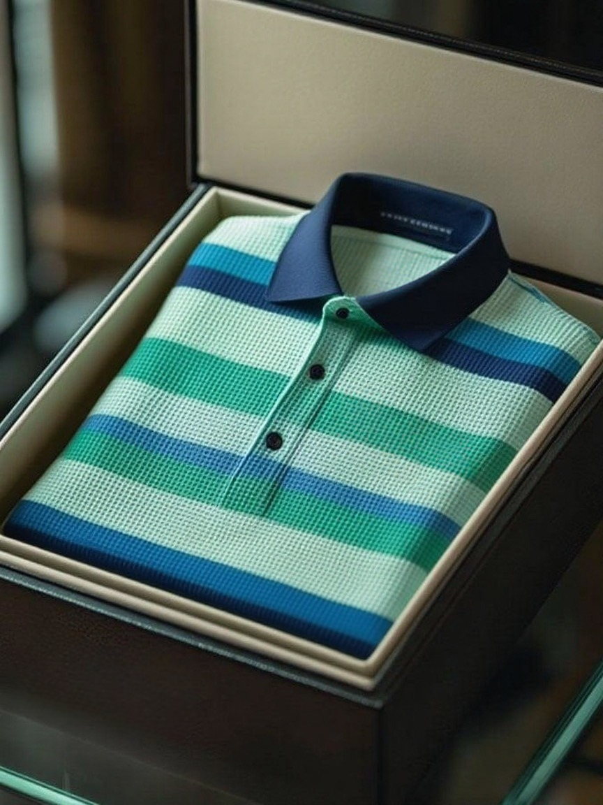 Men's Fashion Business Style Waffle Casual Short Sleeve POLO Shirt