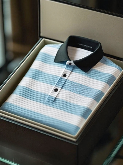 Men's Fashion Business Style Waffle Casual Short Sleeve POLO Shirt