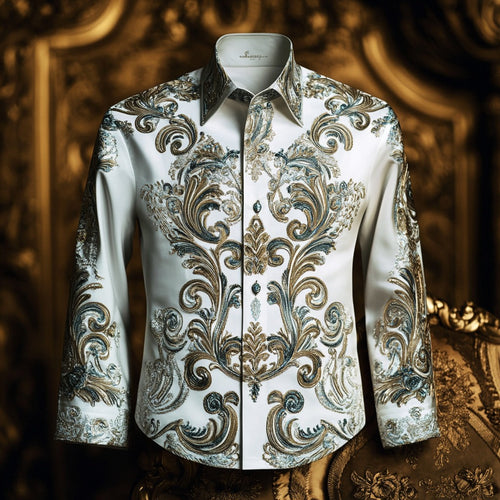 Baroque business classic luxury high quality versatile men's fashion suit long-sleeved shirt