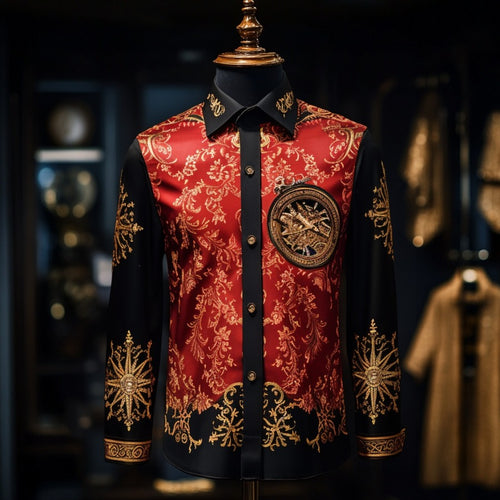 Baroque business classic luxury high quality versatile men's fashion suit long-sleeved shirt