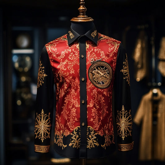 Baroque business classic luxury high quality versatile men's fashion suit long-sleeved shirt