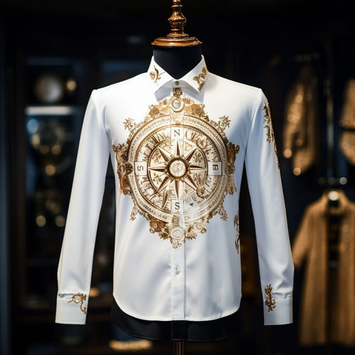 Baroque business classic luxury high quality versatile men's fashion suit long-sleeved shirt