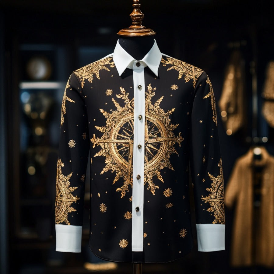 Baroque business classic luxury high quality versatile men's fashion suit long-sleeved shirt