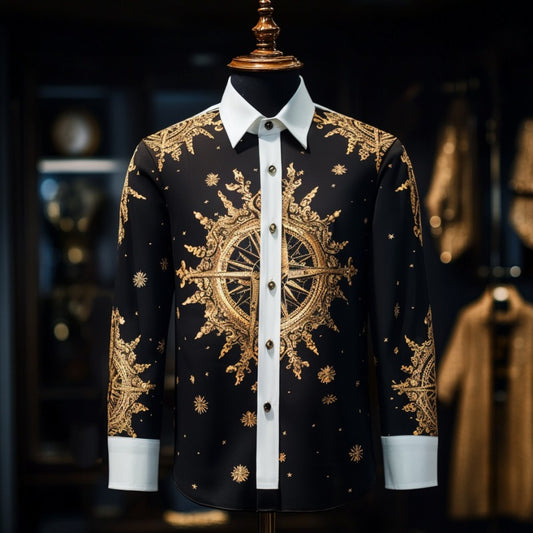 Baroque business classic luxury high quality versatile men's fashion suit long-sleeved shirt