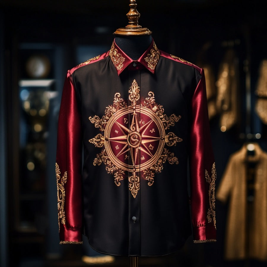 Baroque business classic luxury high quality versatile men's fashion suit long-sleeved shirt