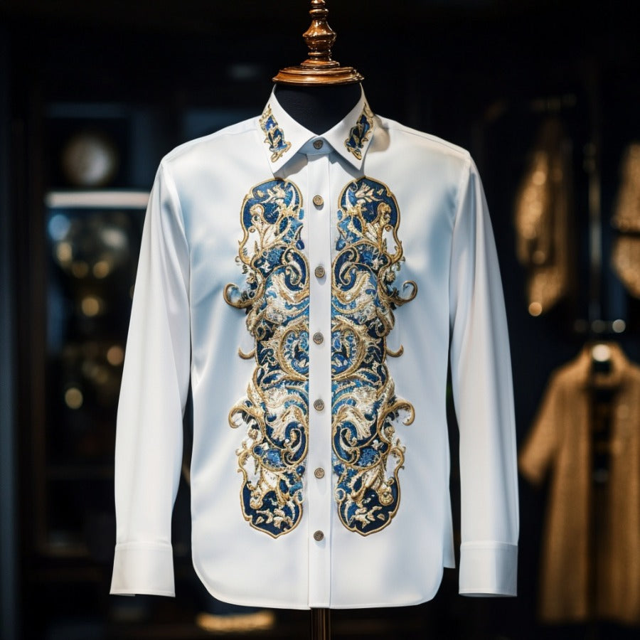 Baroque business classic luxury high quality versatile men's fashion suit long-sleeved shirt