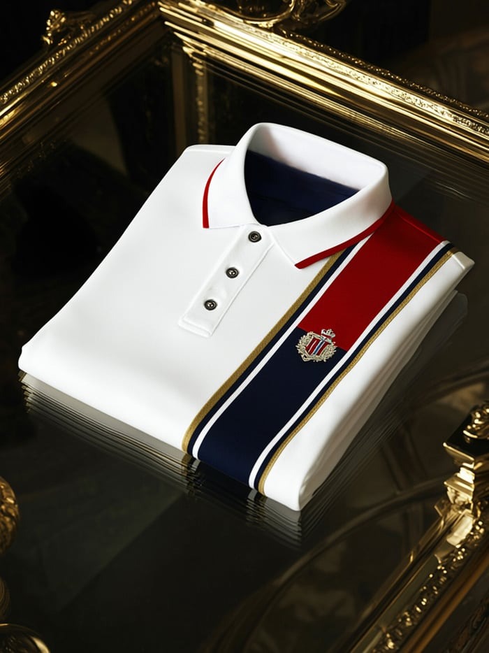 Men's Classic Business Logo Button Short Sleeve Polo Shirt