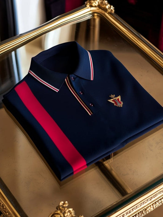 Men's Classic Business Logo Button Short Sleeve Polo Shirt
