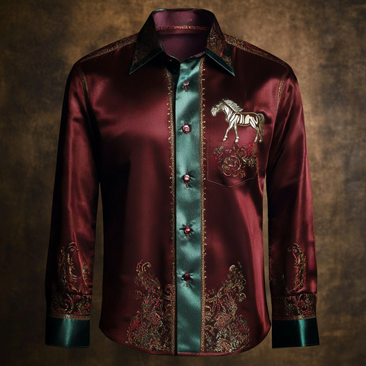 Men's Satin Luxe Long Sleeve Button Down Shirt