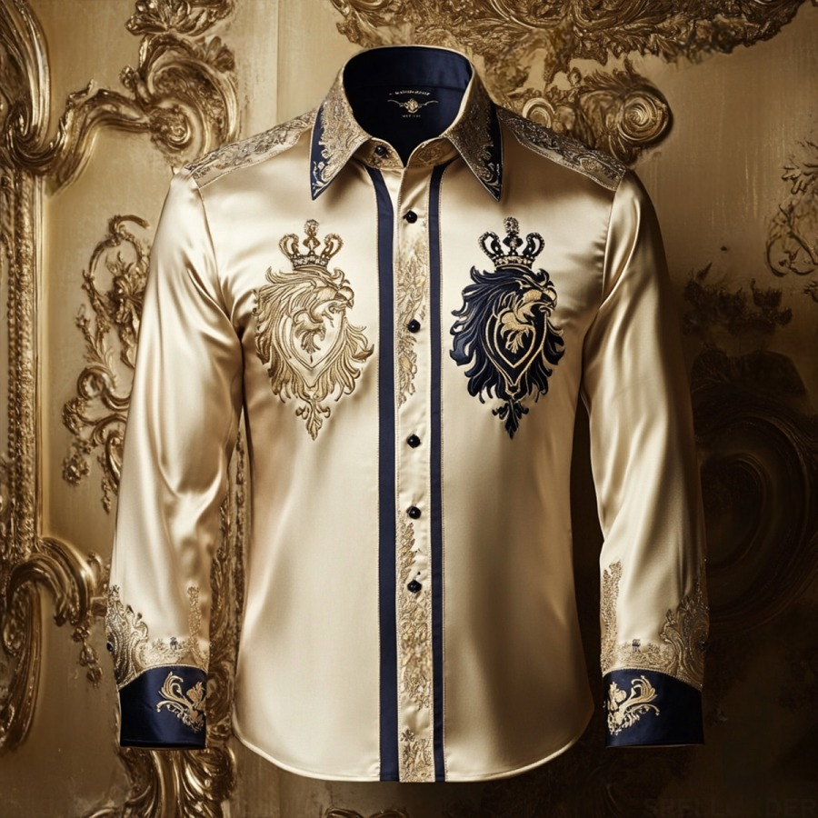 Men's Satin Luxe Long Sleeve Button Down Shirt