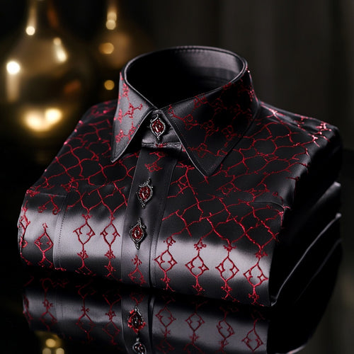 Men's Satin Luxe Long Sleeve Button Down Shirt
