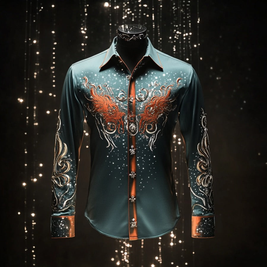 Men's Satin Luxe Long Sleeve Button Down Shirt