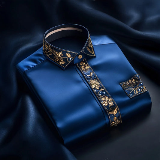 Men's Satin Luxe Long Sleeve Button Down Shirt