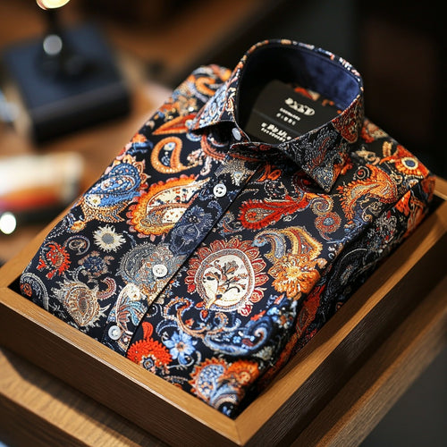 Men's Paisley Classical Pattern Long Sleeve Shirt