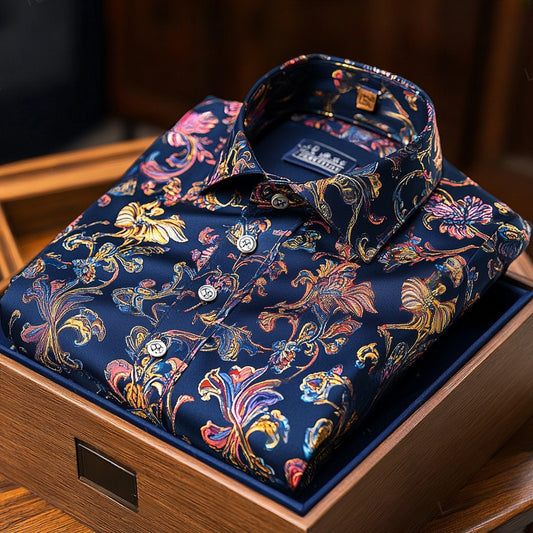 Men's Paisley Classical Pattern Long Sleeve Shirt